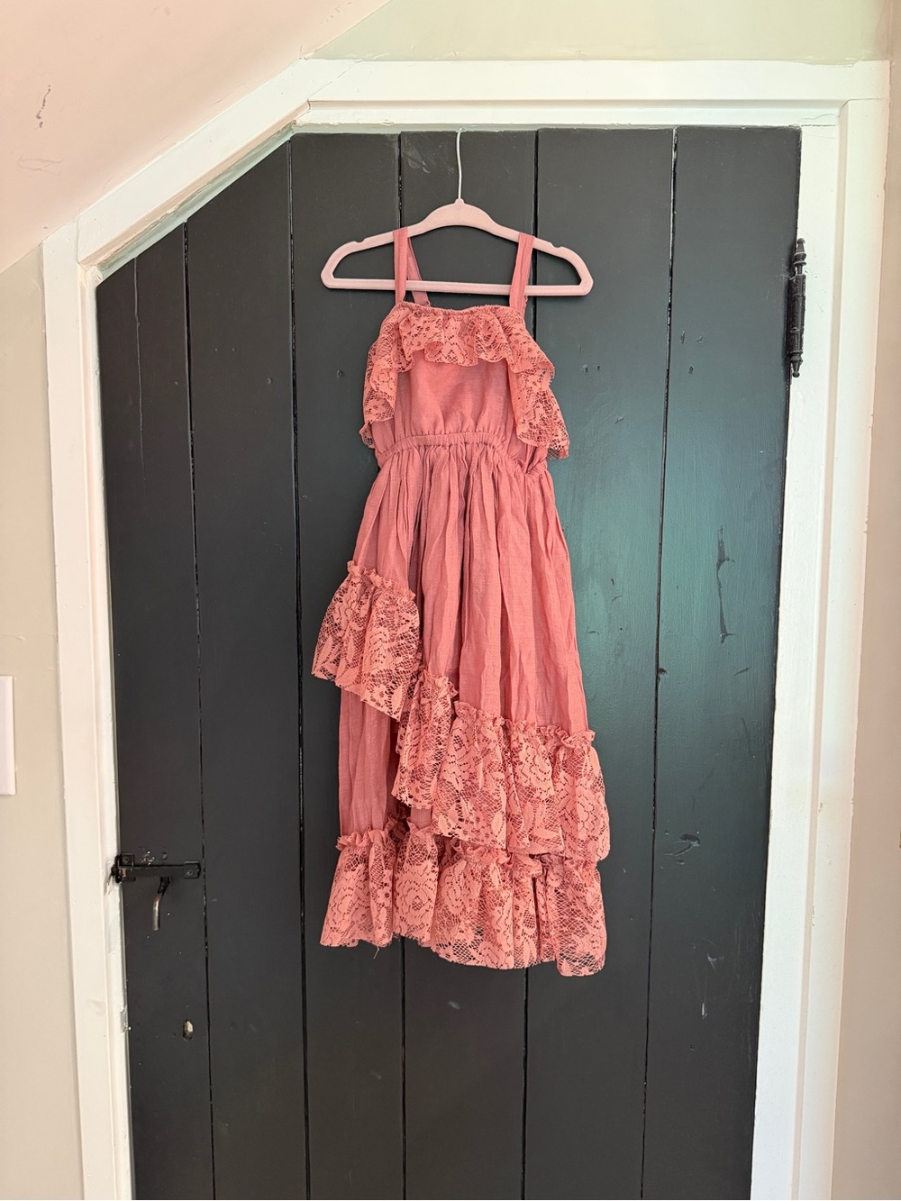 Joyfolie Girls Mauve Pink Lace Ruffle Maxi Dress